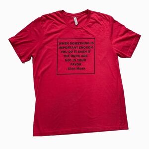 XL Red T-Shirt with Elon Musk Quote